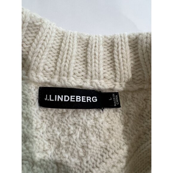 J. Lindeberg Savio Waffle Knit Crew Neck Sweater in Cream - Picture 4 of 4